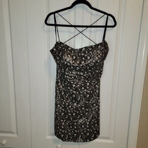 Chic Black and White Patterned Mini Dress